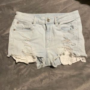 American eagle light wash low rise Jean shorts